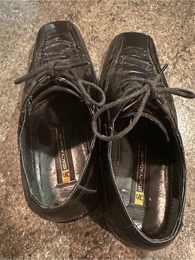 ⭐️ Stacy Adams 7 Black Reptile Printed Leather Lace-Up Dress Oxfords